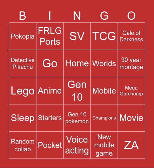 Pokemon day Bingo Card