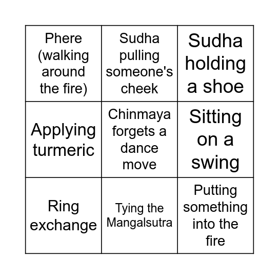 Wedding Photo Bingo Card