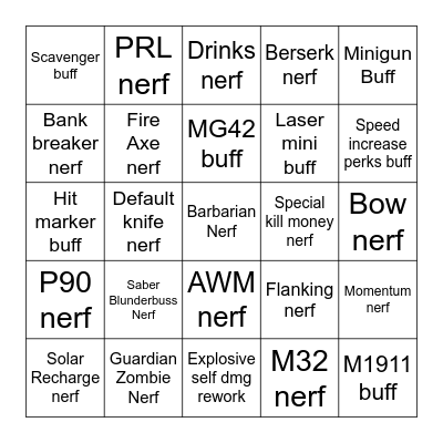 FS2 Update Bingo Card