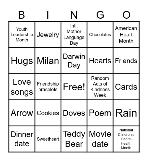 February Bingo Card