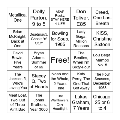 Numbers Bingo Card