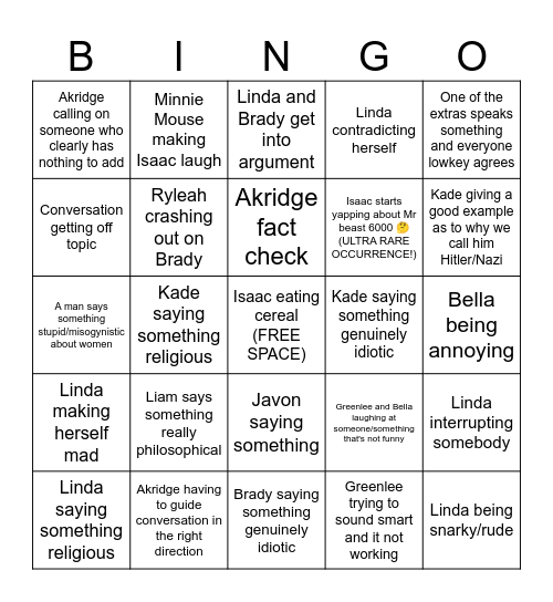 Socratic Seminar Bingo Card