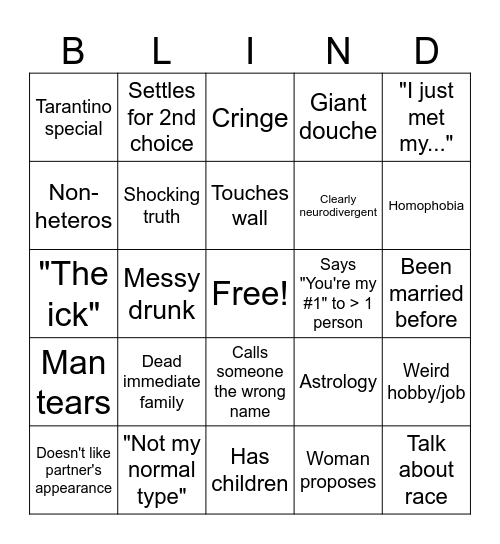 Love is Blind Bingo Card