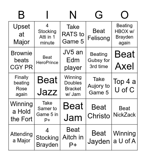 Brownie's Goal List Bingo Card