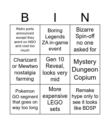 Pokemon Day 2026 Bingo Card