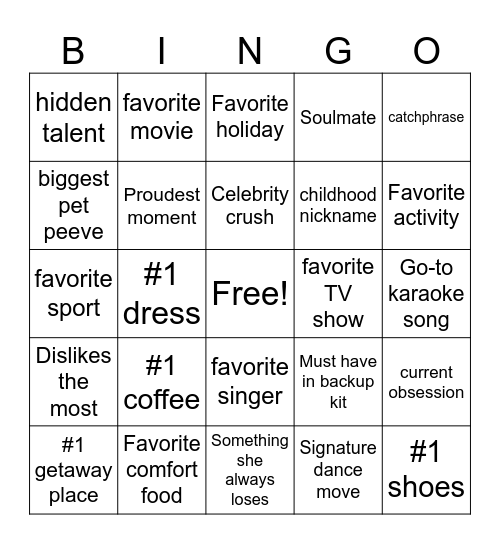 Back Down Memory Lane Bingo Card