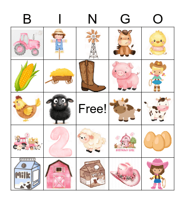 Oink Baa Moo Freya is 2! Bingo Card