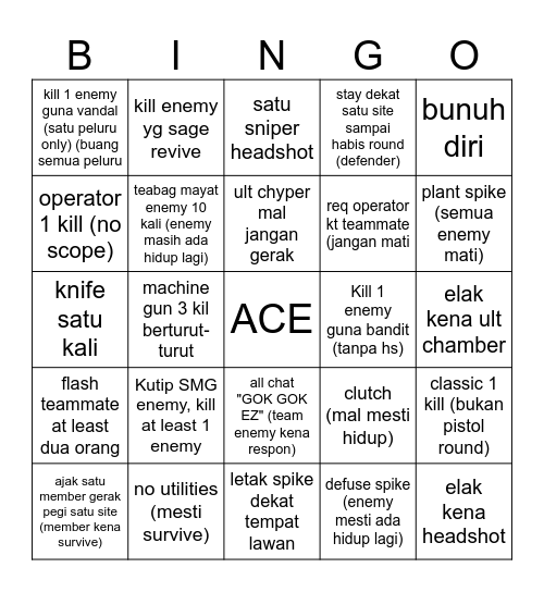 SATU KOTAK SATU ROUND, CHOOSE WISELY Bingo Card