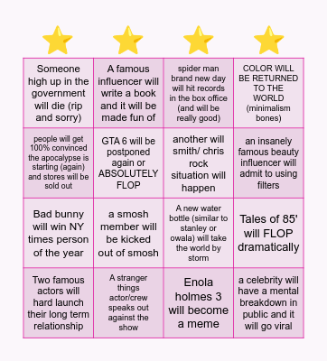 2026 BINGO CARD Bingo Card