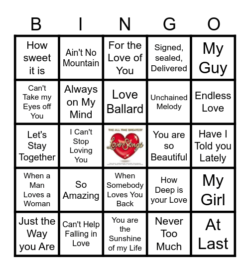 LOVE SONGS BINGO Card
