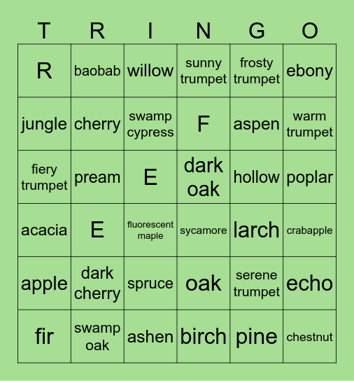 TREE BINGO!! Bingo Card