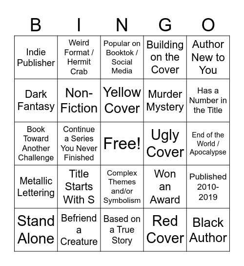 BOOK BINGO Card