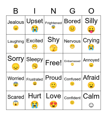 Emotions Flashcards Bingo Card