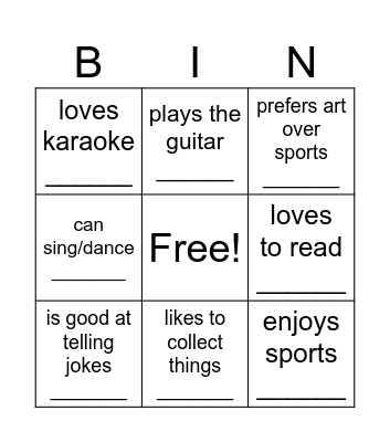Find someone who... Bingo Card