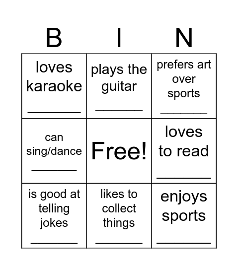 Find someone who... Bingo Card