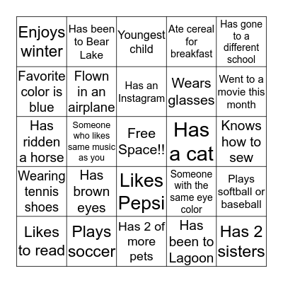 Human Bingo #2 Bingo Card