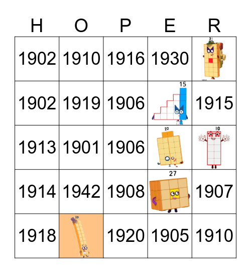 Number blocks Bingo Card