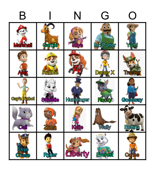 Paw Patrol Bingo Card