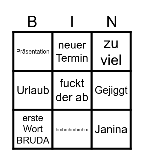 Eno Meeting Bingo Card