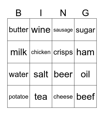 FOOD bingo Card