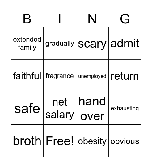 Janča Bingo Card