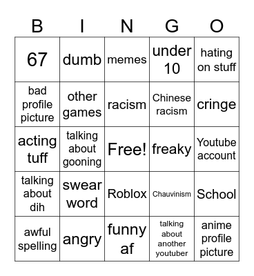 gen alphas Bingo Card