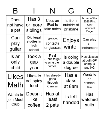 Get to know Bingo Card
