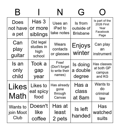 Get to know Bingo Card