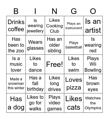 Find a Friend Who: Bingo Card