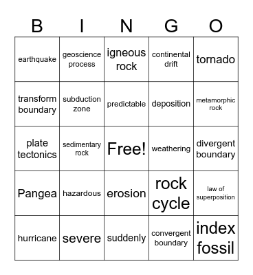 Science Connections Bingo Card