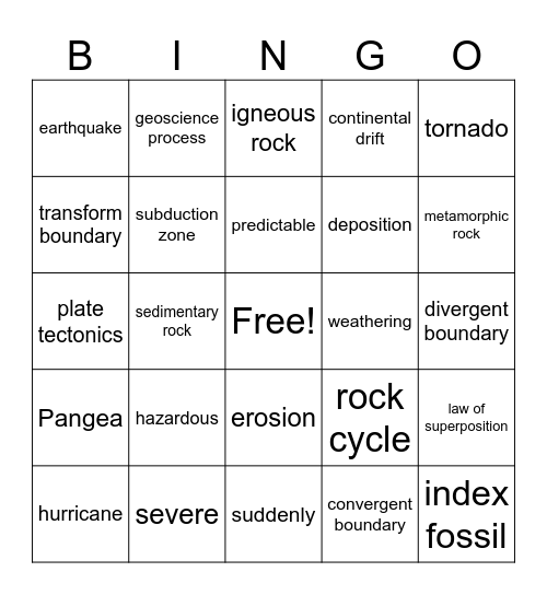 Science Connections Bingo Card