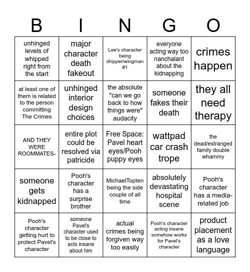 Rae's PoohPavel Bingo Card