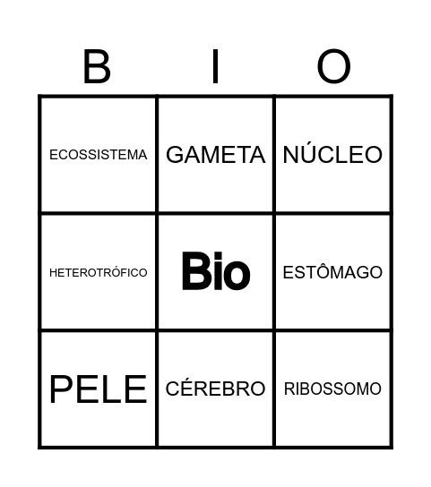 Bingo Biológico Bingo Card
