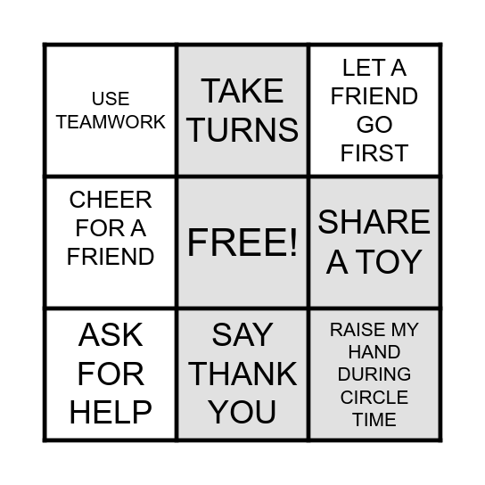 Good Choice Bingo Card