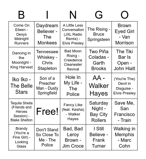 Presidents Day Plays Bingo Card