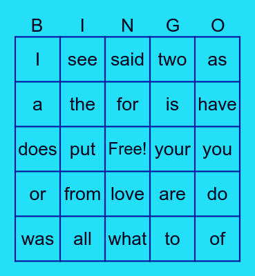 HEART WORDS Bingo Card