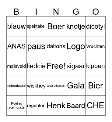 Besturen BIngo Card