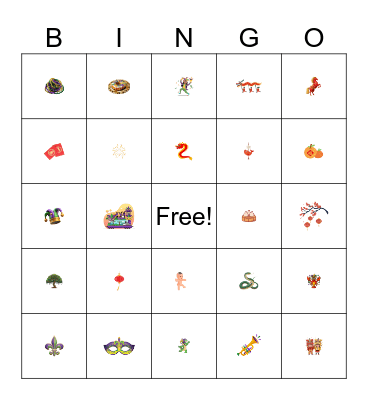 Lunar New Year/Mardi Gras Bingo Card