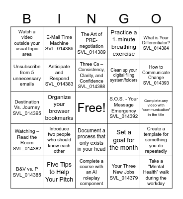 NET Bingo Round 1 Bingo Card