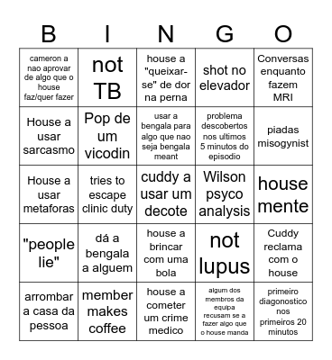 dr house Bingo Card