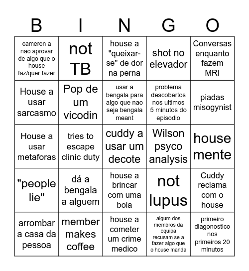 dr house Bingo Card