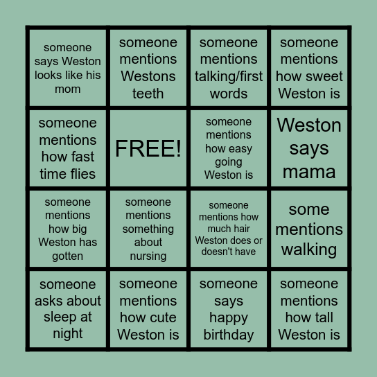 Birthday Bingo Card