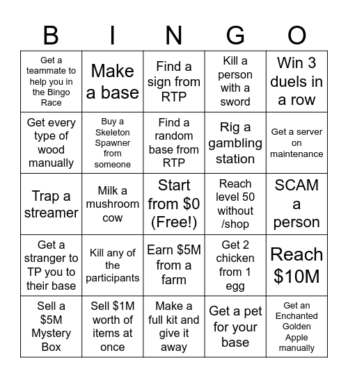 DonutSMP Bingo Card
