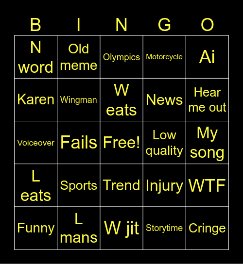 3 way bingo Card
