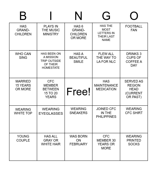 FIND SOMEONE WHO Bingo Card