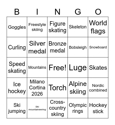 Winter Olympics Bingo Card