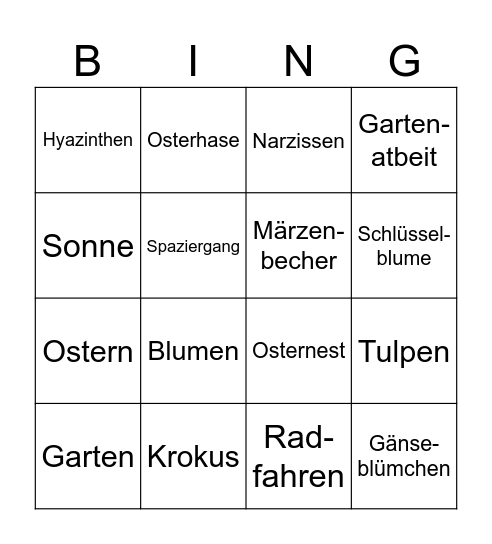 Frühling Bingo Card