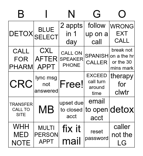 REGISTERATION  Bingo Card