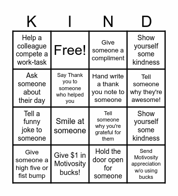 Random Acts of Kindness Day! Bingo Card