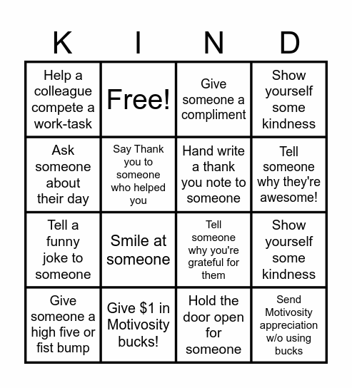 Random Acts of Kindness Day! Bingo Card
